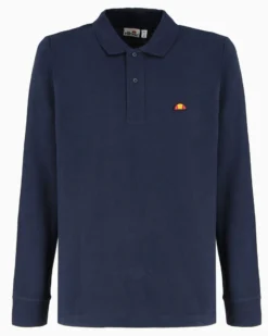 ELLESSE - POLO UOMO MANUCA LUNGA IN PIQUET BLU PATCH LOGO - EHM211W25-858