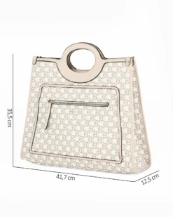 ENRICO COVERI - Borsa a mano loggata bianca con tracolla removibile