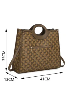 ENRICO COVERI - Borsa a mano taupe loggata con tasca frontale e posteriore, tracolla removibile
