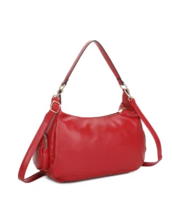 ENRICO COVERI - Borsa a spalla rossa con tre tasche ovali e tracolla removibile