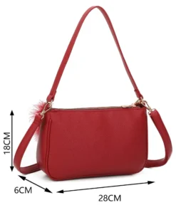ENRICO COVERI - Borsa a spalla rossa con dettaglio catenina con piume, tracolla removibile