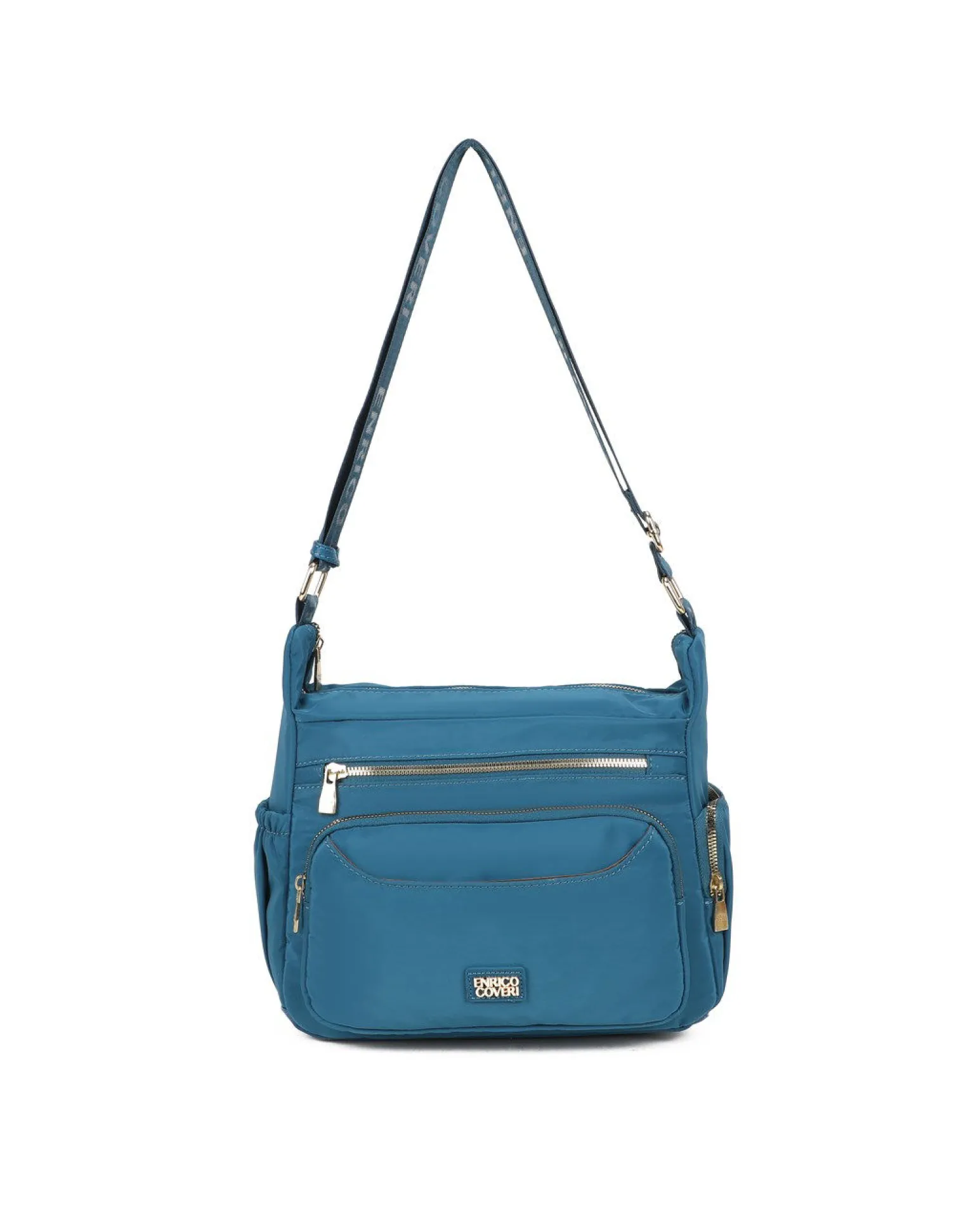 ENRICO COVERI - Borsa blu con tasche frontali e laterali