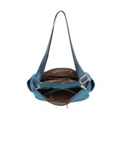 ENRICO COVERI - Borsa blu multitasche con manico regolabile