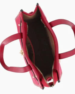 ENRICO COVERI - Borsa due manici rossa scamosciata con tasca posteriore, tracolla removibile