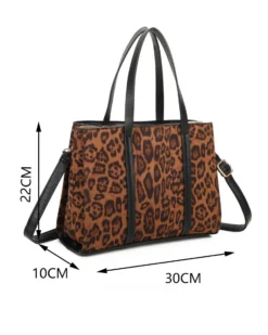 ENRICO COVERI - Borsa due manici maculata con tre scomparti principali e pochette, tracolla removibile