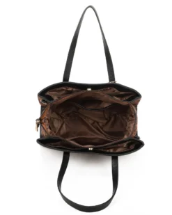ENRICO COVERI - Borsa due manici maculata con tre scomparti principali e pochette, tracolla removibile