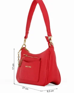 ENRICO COVERI - BORSA ROSSA A SPALLA CON POUCH RIMOVIBILE