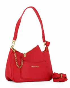 ENRICO COVERI - BORSA ROSSA A SPALLA CON POUCH RIMOVIBILE