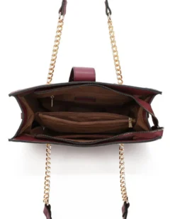 ENRICO COVERI - Borsa shopping bordeaux loggata con pattina e tasca posteriore, tracolla removibile