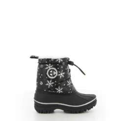 ENRICO COVERI CONTEMPORARY - MOONLOVE GIRL Doposci neri stampa fiocchi di neve con coulisse e pelliccetta interna