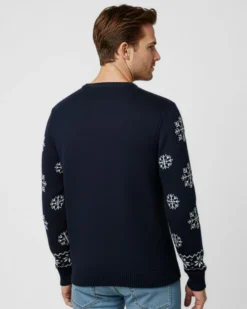 ENRICO COVERI - Maglione manica lunga blu di natale con renna