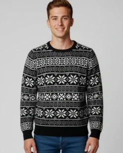 ENRICO COVERI - Maglione manica lunga blu di natale con fiocchi di neve