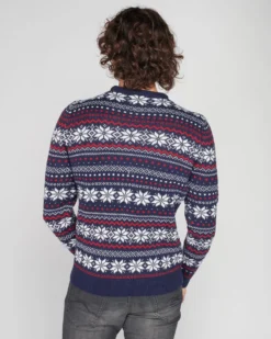 ENRICO COVERI - Maglione natalizio da uomo blu fantasia norvegia