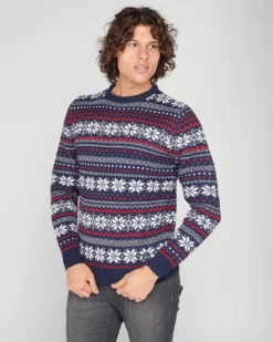 ENRICO COVERI - Maglione natalizio da uomo blu fantasia norvegia