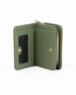 ENRICO COVERI - Portafoglio piccolo verde con taschino posteriore