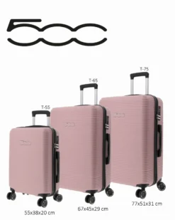 FIAT 500 - TROLLEY ROSA IN ABS 4 RUOTE CON COMBINAZIONE TSA