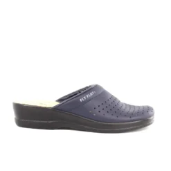 FLY FLOT - Ciabatta sanitaria da donna blu in VERA PELLE, MADE IN ITALY