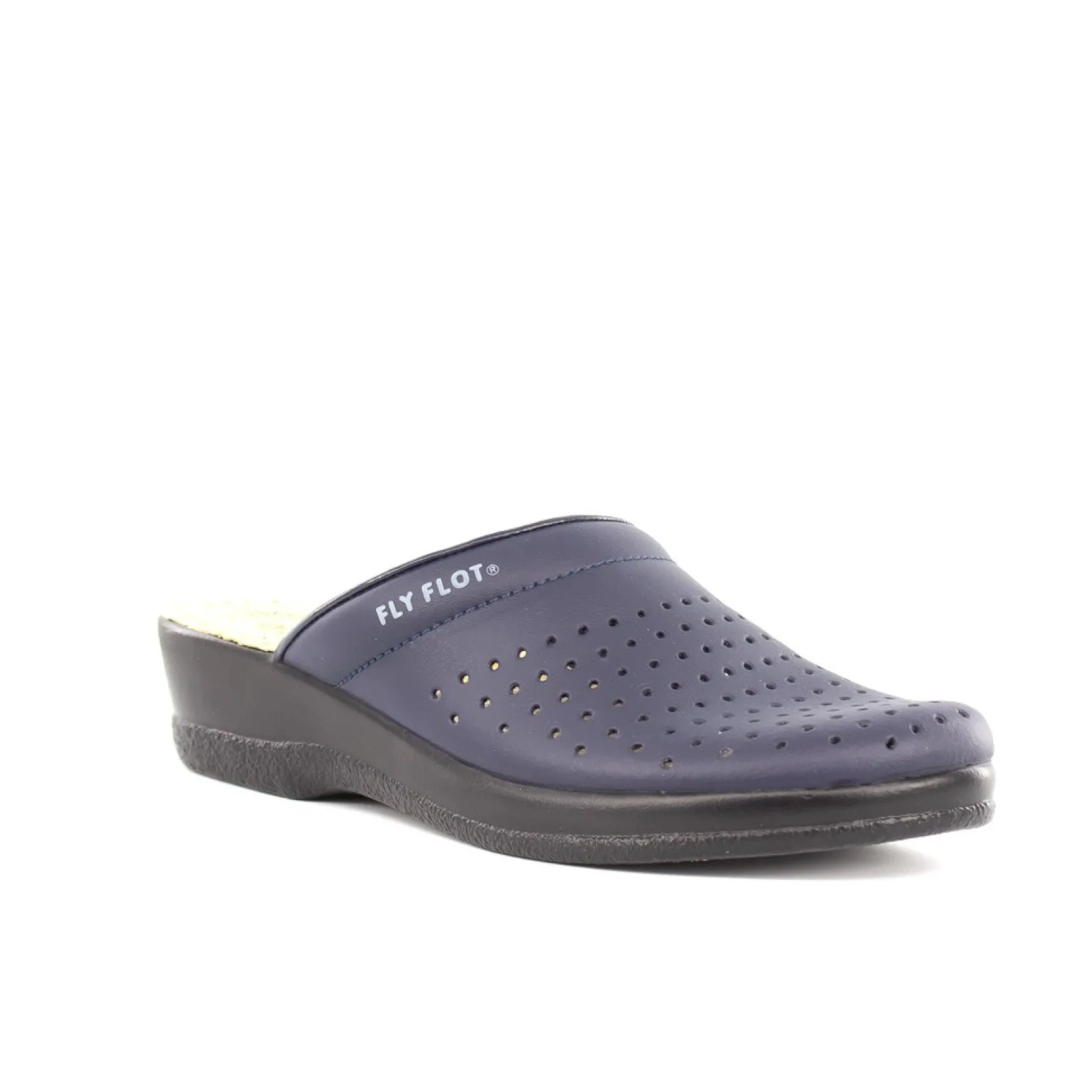 FLY FLOT - Ciabatta sanitaria da donna blu in VERA PELLE, MADE IN ITALY