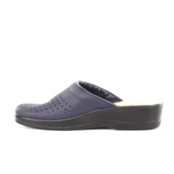 FLY FLOT - Ciabatta sanitaria da donna blu in VERA PELLE, MADE IN ITALY