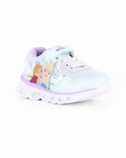 FROZEN - Sneakers celeste da bimba con luci e strappo, numerata 20/25