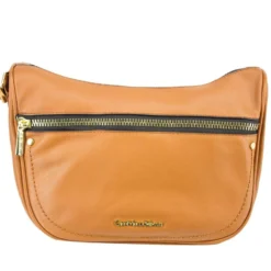 GIANMARCO VENTURI - Borsa mezzaluna cuoio con zip frontale orizzontale