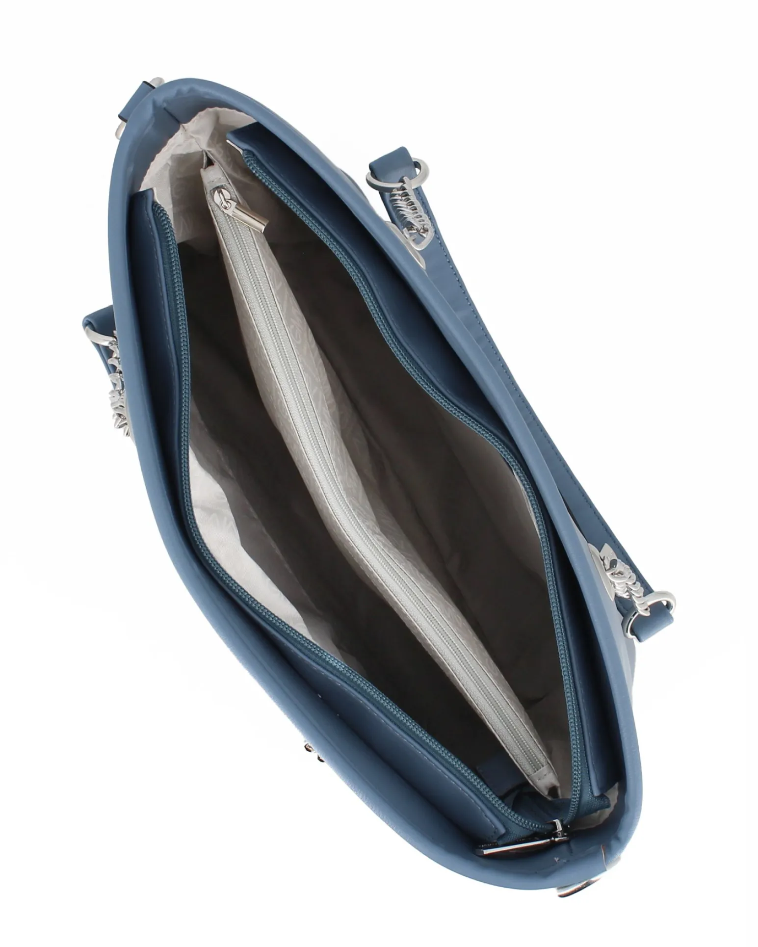 GIANMARCO VENTURI - Borsa shopping azzurra con tasca posteriore e tracolla removibile