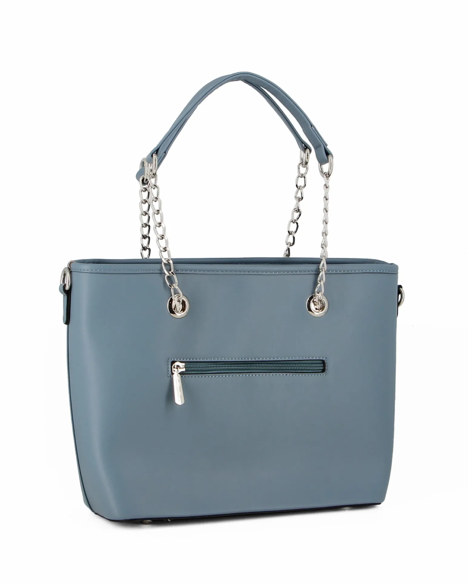 GIANMARCO VENTURI - Borsa shopping azzurra con tasca posteriore e tracolla removibile