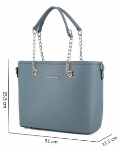 GIANMARCO VENTURI - Borsa shopping azzurra con tasca posteriore e tracolla removibile