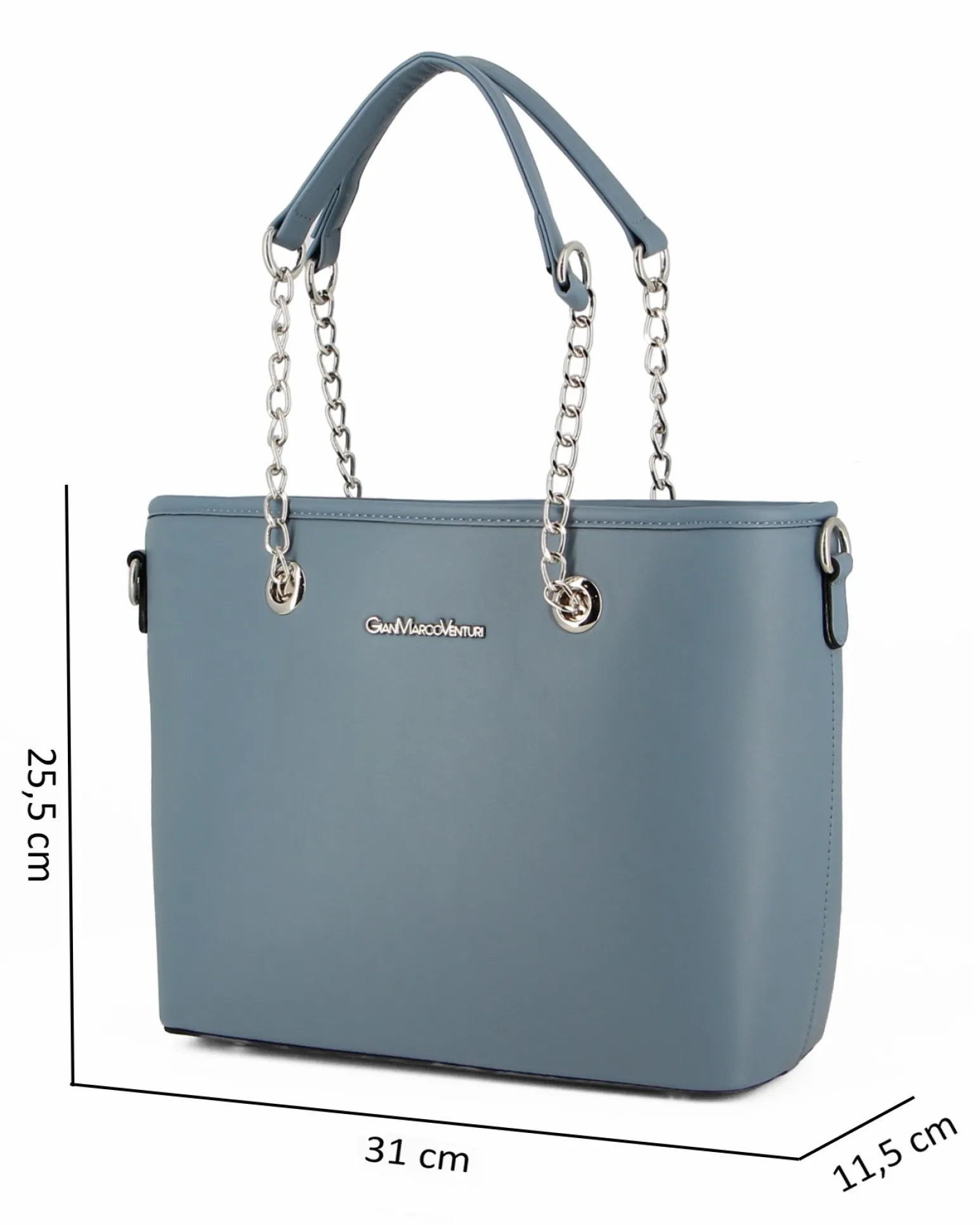 GIANMARCO VENTURI - Borsa shopping azzurra con tasca posteriore e tracolla removibile