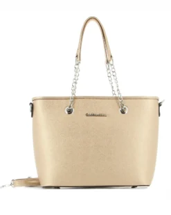 GIANMARCO VENTURI - Borsa shopping oro con tasca posteriore e tracolla removibile