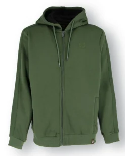 GIANMARCO VENTURI - Felpa con cappuccio verde militare da uomo full zip