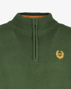 GIANMARCO VENTURI - Maglione mezza zip verde militare da uomo