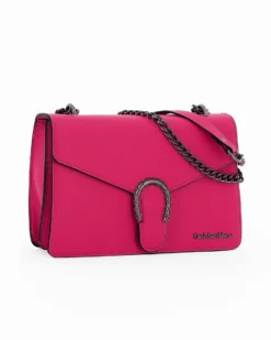 GIANMARCO VENTURI - TRACOLLA FUXIA DOPPIO SCOMPARTO CON ACCESSORIO SULLA PATTA