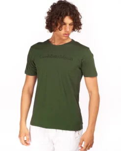 GIANMARCO VENTURI - Tshirt manica corta verde militare da uomo