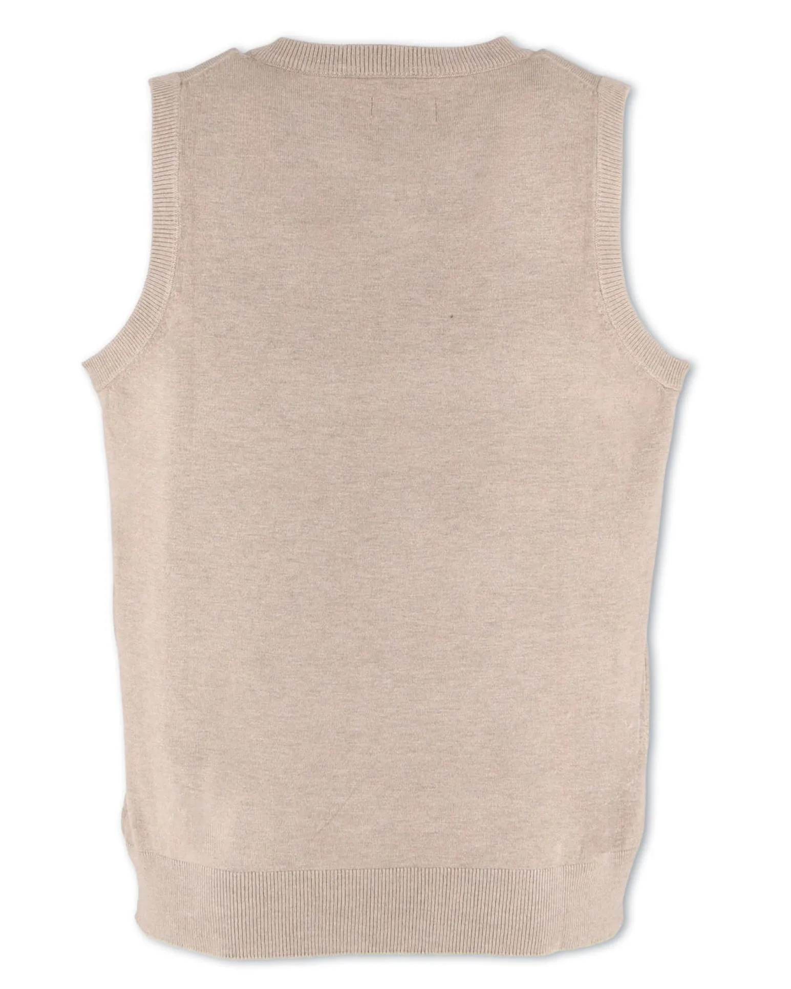 GMV - GILET SMANICATO BEIGE CON SCOLLO A V IN MAGLIA