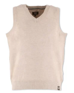 GMV - GILET SMANICATO BEIGE CON SCOLLO A V IN MAGLIA