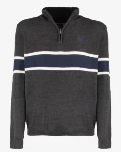 GMV - MAGLIONE MEZZA ZIP ANTRACITE E BLU NOTTE DA UOMO
