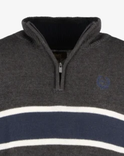 GMV - MAGLIONE MEZZA ZIP ANTRACITE E BLU NOTTE DA UOMO