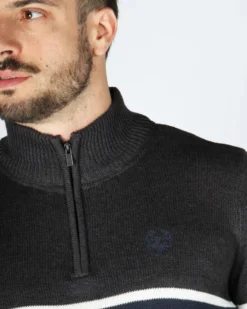 GMV - MAGLIONE MEZZA ZIP ANTRACITE E BLU NOTTE DA UOMO