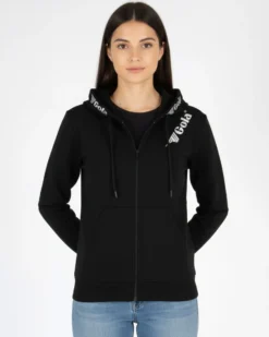 GOLA - FELPA CON CAPPUCCIO FULL ZIP NERA DA DONNA