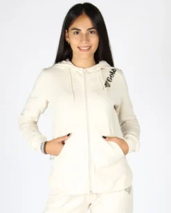GOLA - FELPA CON CAPPUCCIO FULL ZIP CREMA DA DONNA