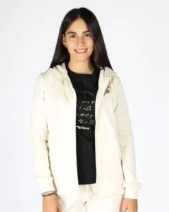 GOLA - FELPA CON CAPPUCCIO FULL ZIP CREMA DA DONNA