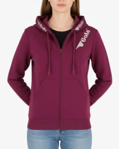 GOLA - FELPA CON CAPPUCCIO FULL ZIP PRUGNA DA DONNA