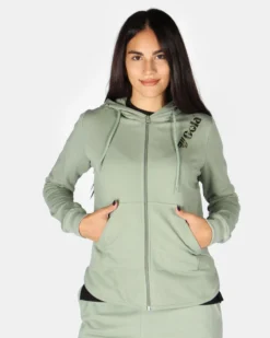 GOLA - FELPA CON CAPPUCCIO FULL ZIP VERDE CHIARO DA DONNA