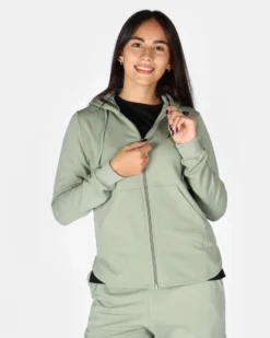 GOLA - FELPA CON CAPPUCCIO FULL ZIP VERDE CHIARO DA DONNA
