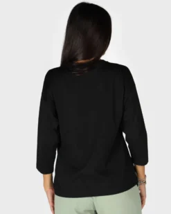 GOLA - TSHIRT NERA MANICA A 3/4 CON SCRITTE
