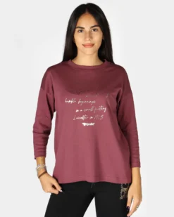 GOLA - TSHIRT PRUGNA MANICA A 3/4 CON SCRITTE