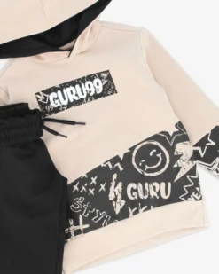 GURU - COMPLETO TUTA FELPA BEIGE CON CAPPUCCIO DA BAMBINO