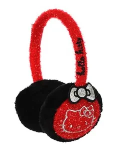 HELLO KITTY - Paraorecchie bimba rosso con fiocco argento