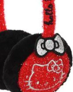 HELLO KITTY - Paraorecchie bimba rosso con fiocco argento